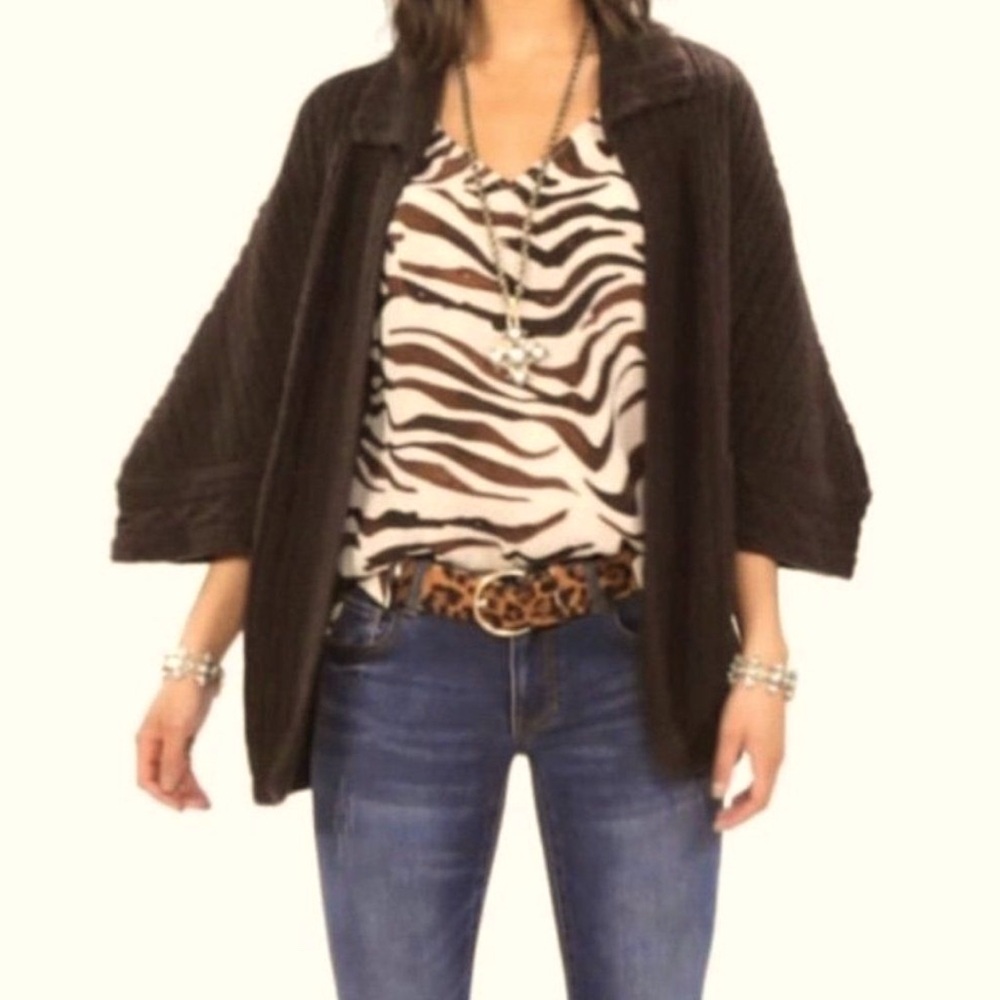 CAbi dark brown open cardigan/cape. Size small.